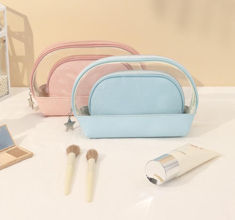 Half circle two-piece multifunctional makeup bag