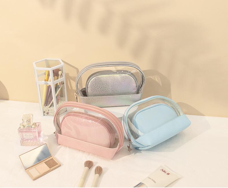 Half circle two-piece multifunctional makeup bag