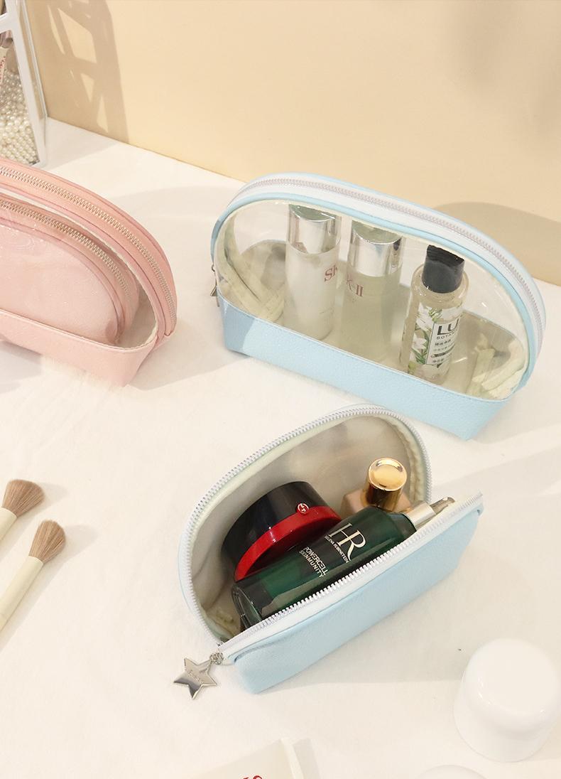 Half circle two-piece multifunctional makeup bag