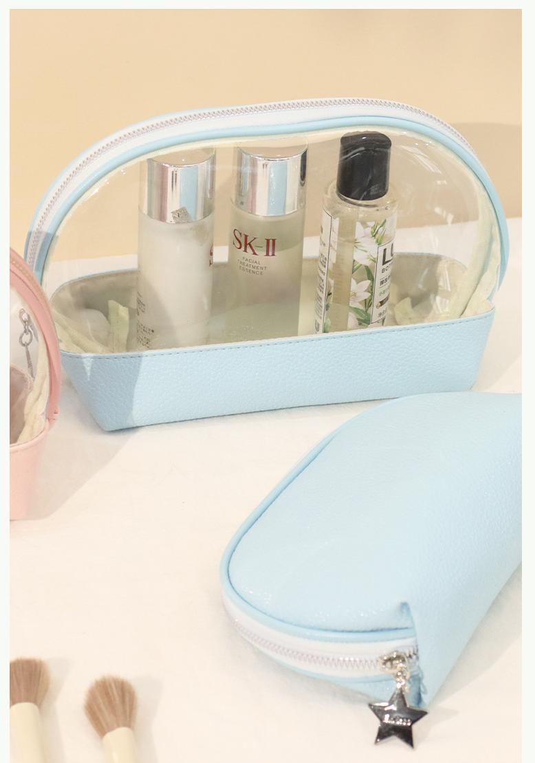 Half circle two-piece multifunctional makeup bag