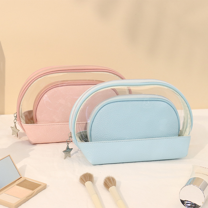 Half circle two-piece multifunctional makeup bag