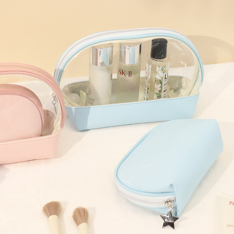 Half circle two-piece multifunctional makeup bag