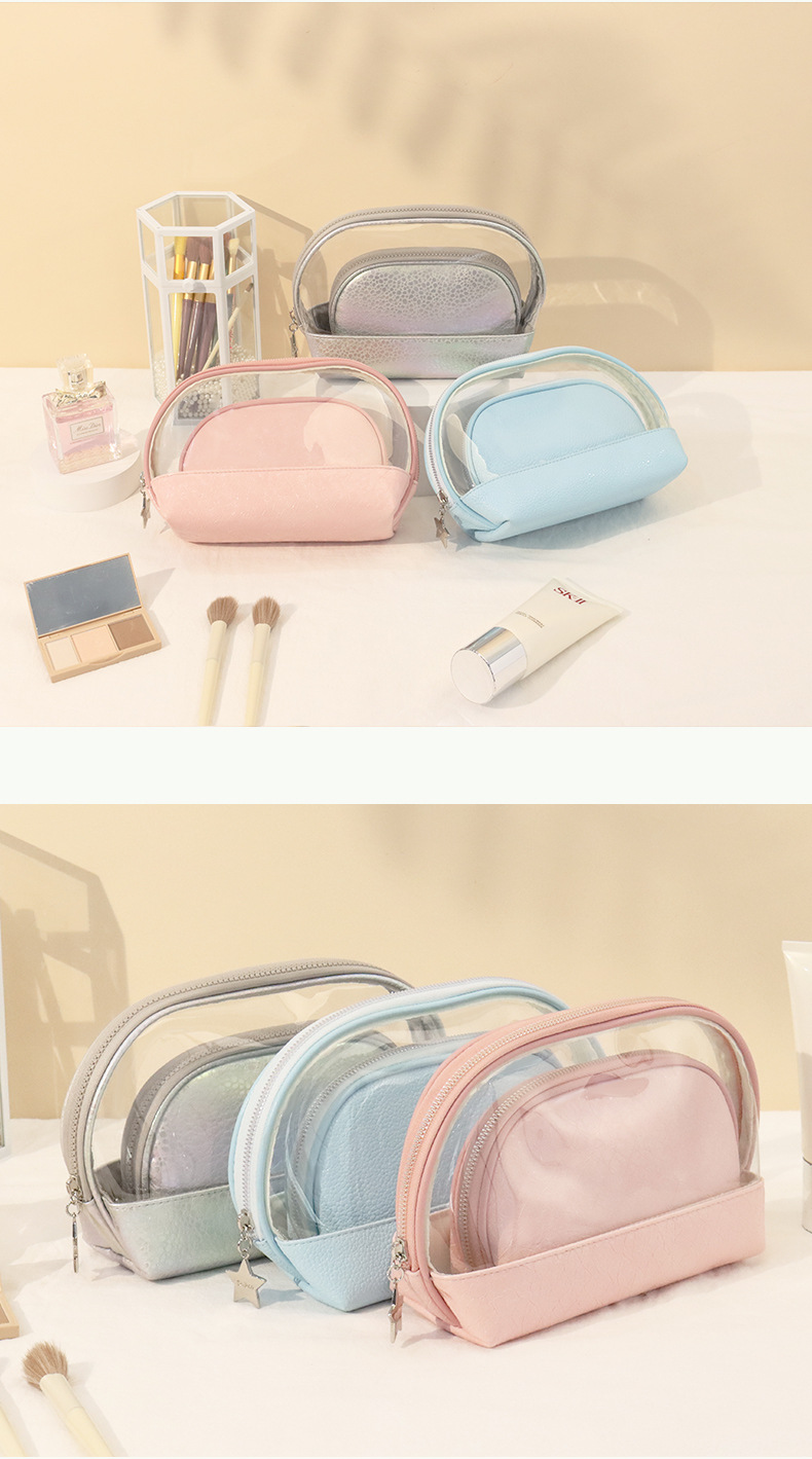 Half circle two-piece multifunctional makeup bag