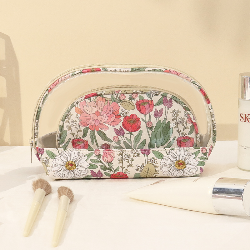 Half circle two-piece multifunctional makeup bag