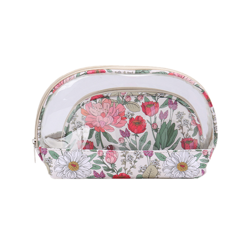 Half circle two-piece multifunctional makeup bag