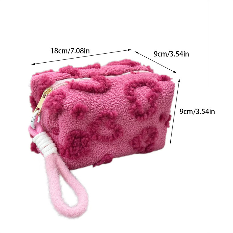 Jacquard plush makeup bag with large capacity
