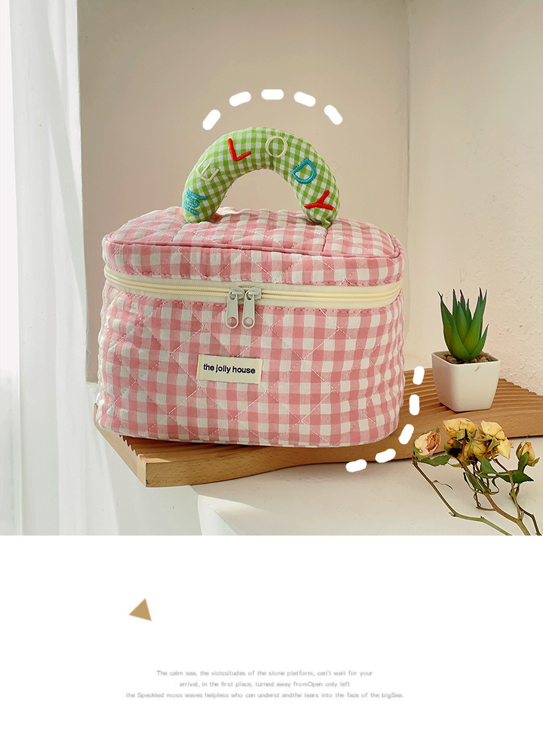 Macaron colored cotton hand-held makeup bag