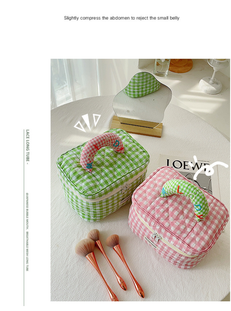 Macaron colored cotton hand-held makeup bag