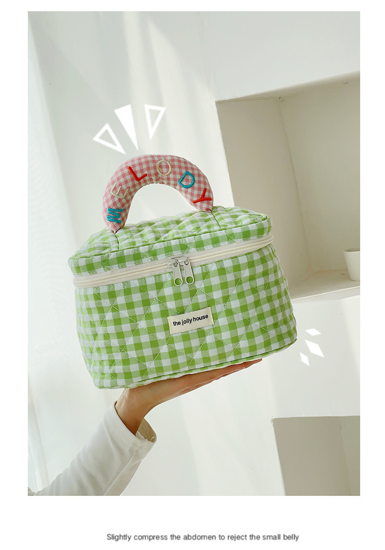 Macaron colored cotton hand-held makeup bag