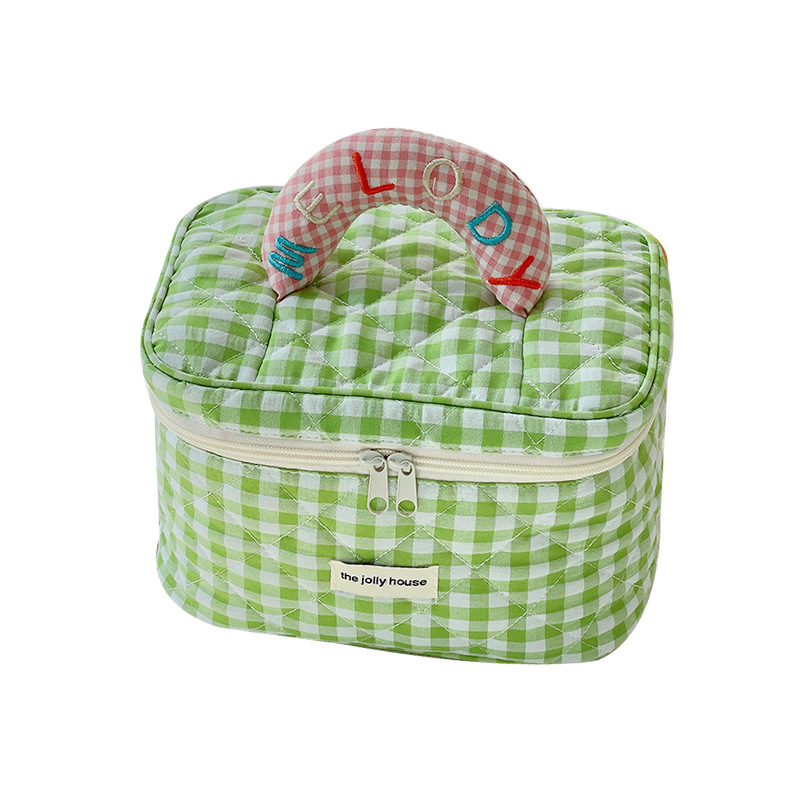 Macaron colored cotton hand-held makeup bag