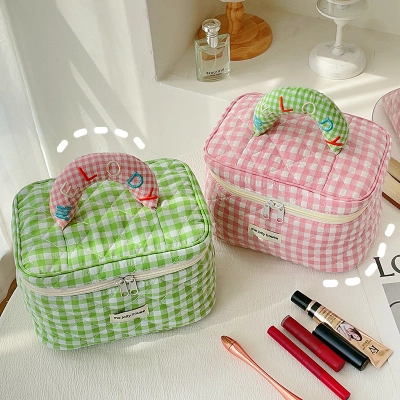 Macaron colored cotton hand-held makeup bag 01