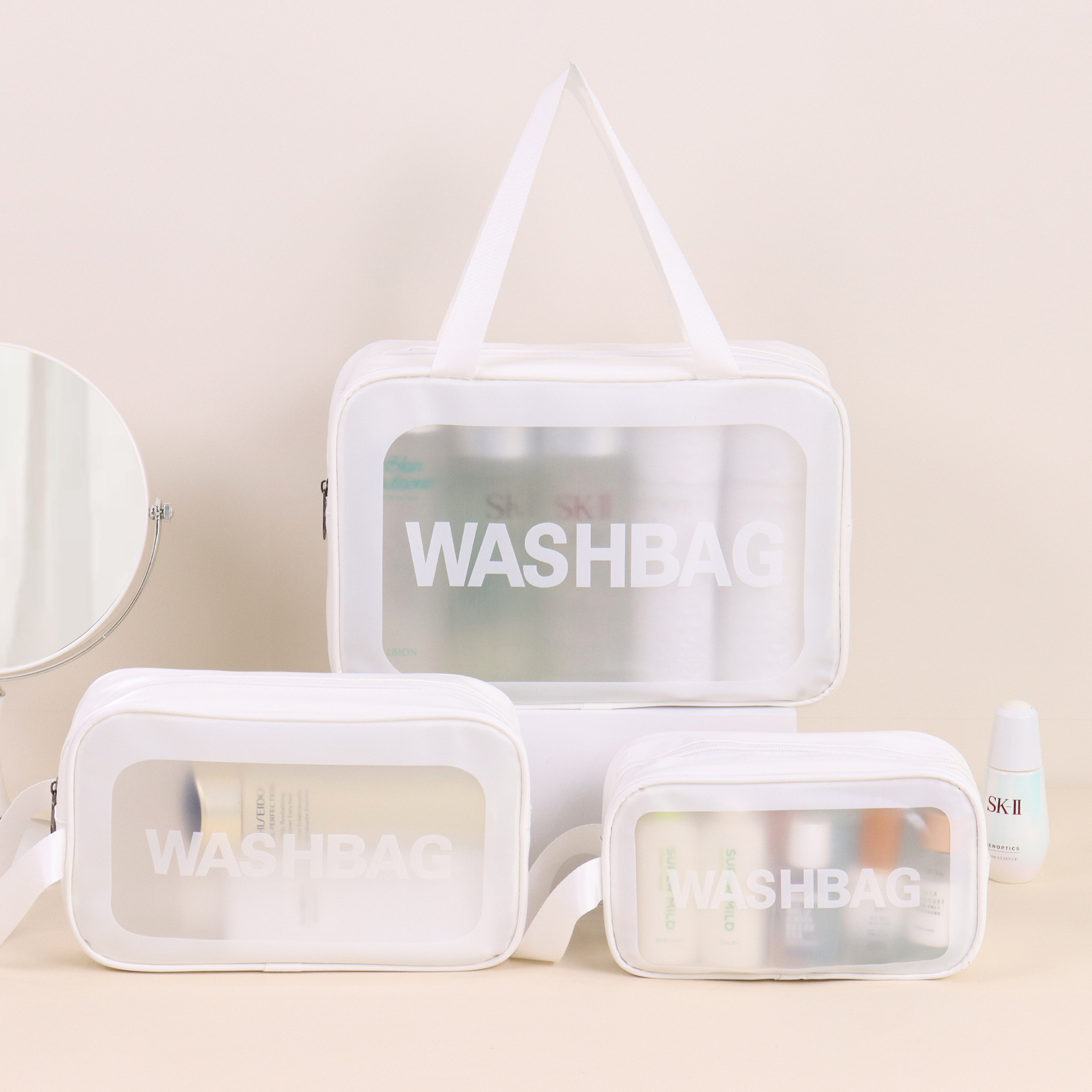 Makeup bag, portable travel wash bag, PU leather material