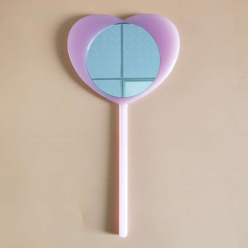 Mini Peach Heart Combing Mirror Set