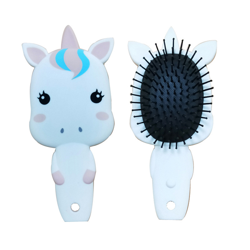 Plastic cushion comb, cute cartoon unicorn hair comb for children