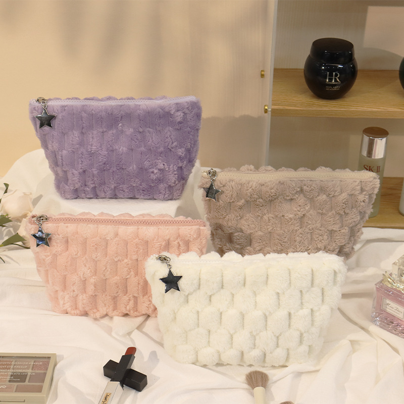 Plush Chess and Card Plaque Makeup Bag with Large Capacity