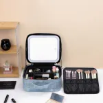Wind Quilted Checkered Makeup Bag with Large Capacity