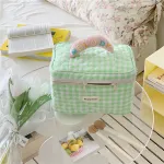 Wind Quilted Checkered Makeup Bag with Large Capacity