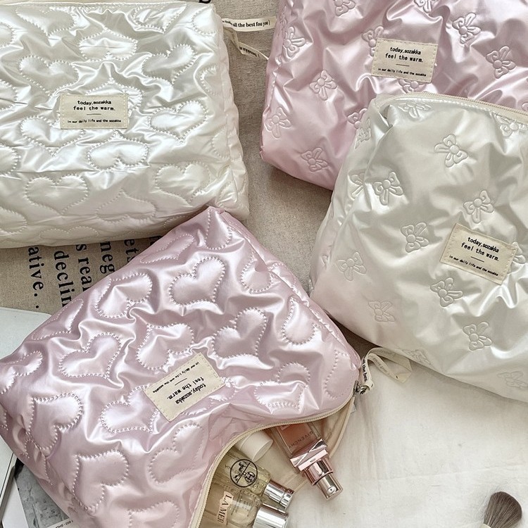 Bow PU with cotton clip, miscellaneous storage bag, makeup bag