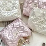 Bow PU with cotton clip, miscellaneous storage bag, makeup bag