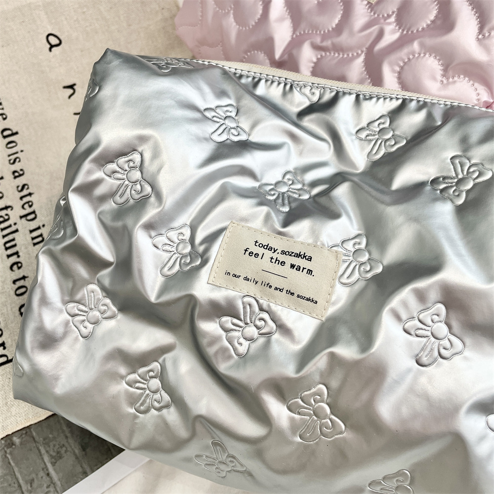 Bow PU with cotton clip, miscellaneous storage bag, makeup bag