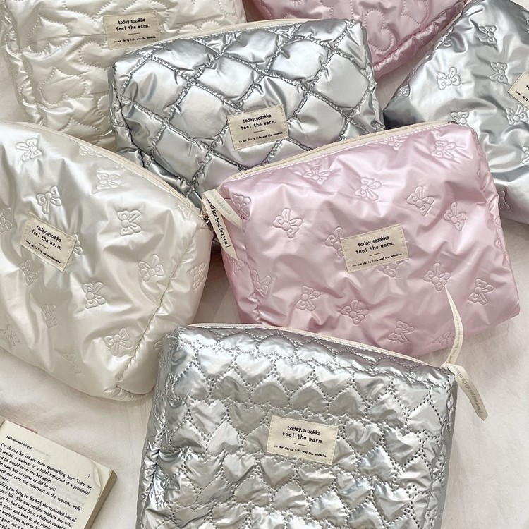 Bow PU with cotton clip, miscellaneous storage bag, makeup bag