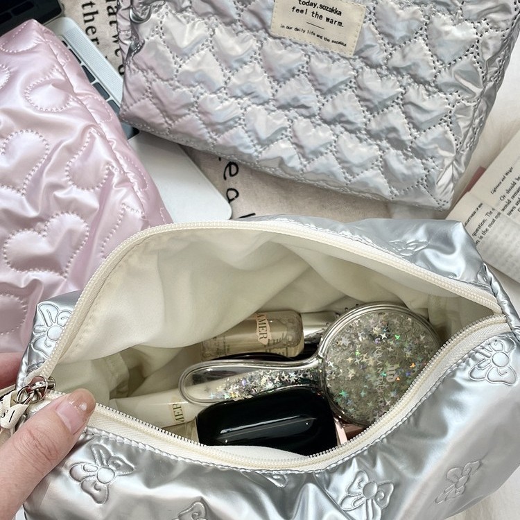 Bow PU with cotton clip, miscellaneous storage bag, makeup bag