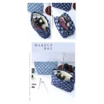 Cowboy Chess Card Grid Portable Makeup Bag with Large Capacity