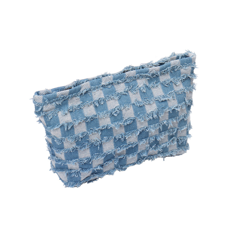 Cowboy Chess Card Grid Portable Makeup Bag with Large Capacity