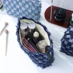 Cowboy Chess Card Grid Portable Makeup Bag with Large Capacity