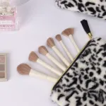 Plush leopard print makeup bag with large capacity