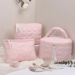 Quilted Love Flower Makeup Bag