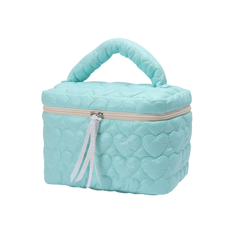 Quilted Love Flower Makeup Bag