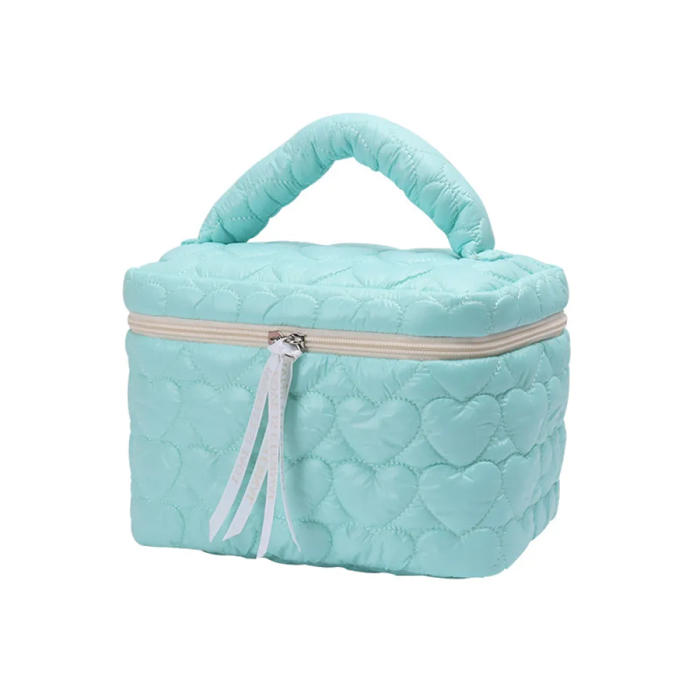 Quilted Love Flower Makeup Bag
