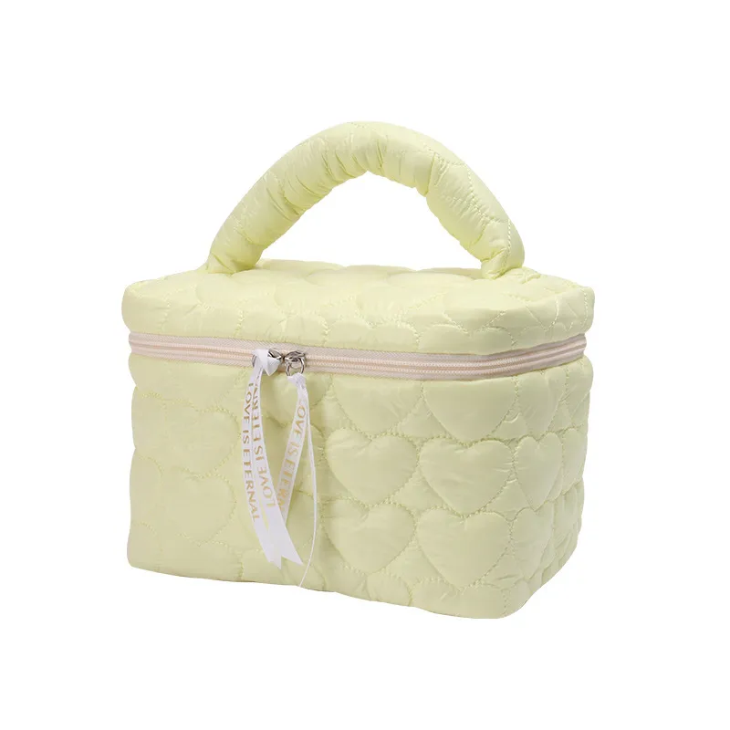 Quilted Love Flower Makeup Bag