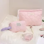 Quilted Love Flower Makeup Bag