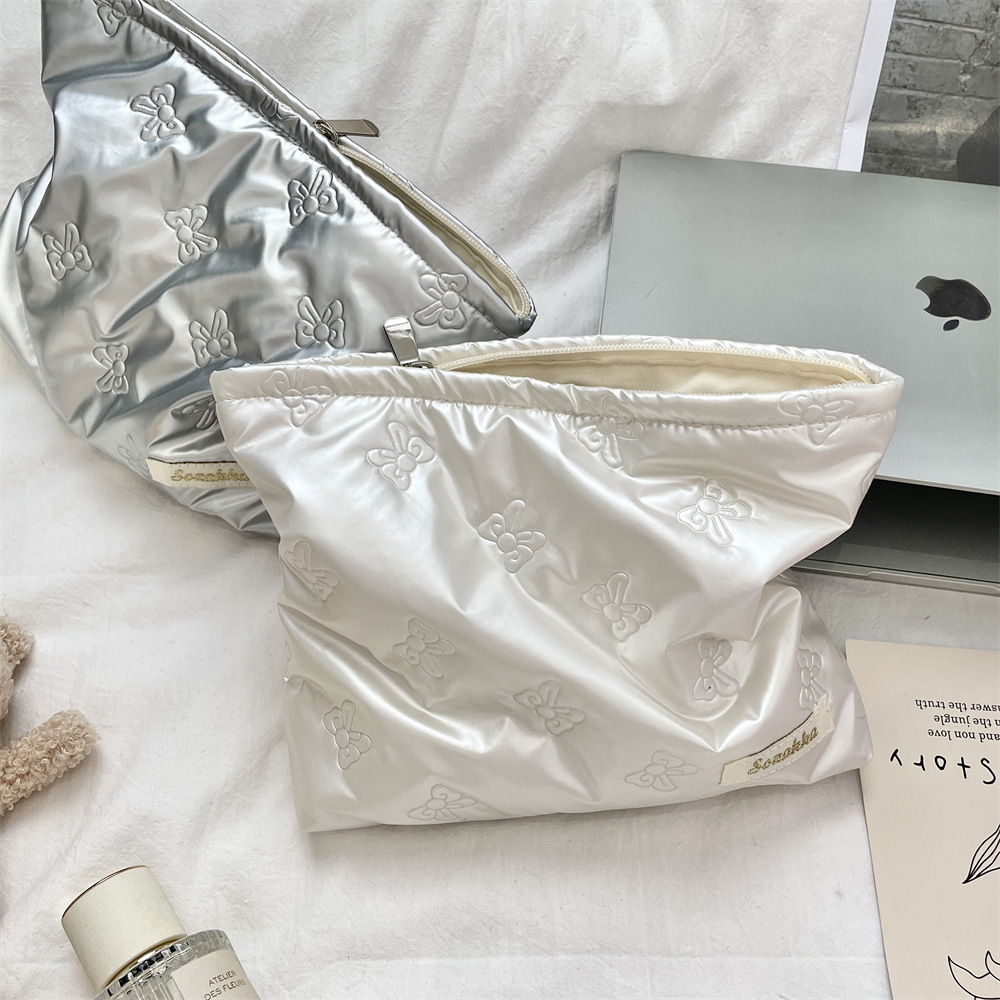 Quilted PU Love Handbag Makeup Bag