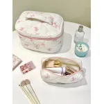 Small, Fresh, Cute Quilted White Bottom Bow Makeup Bag
