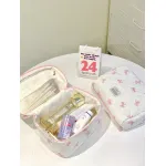 Small, Fresh, Cute Quilted White Bottom Bow Makeup Bag