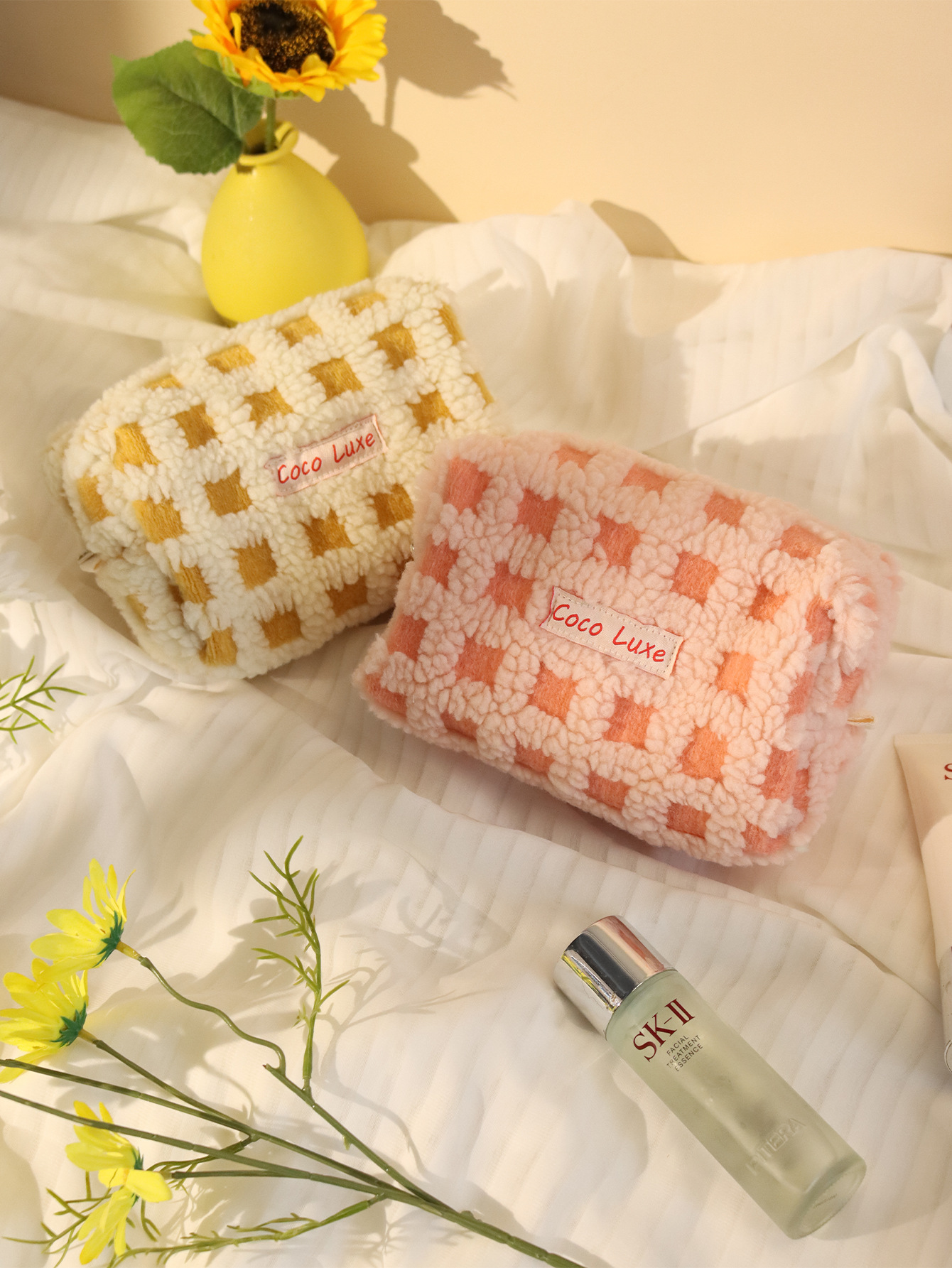 Waffle Lamb Plush Makeup Bag