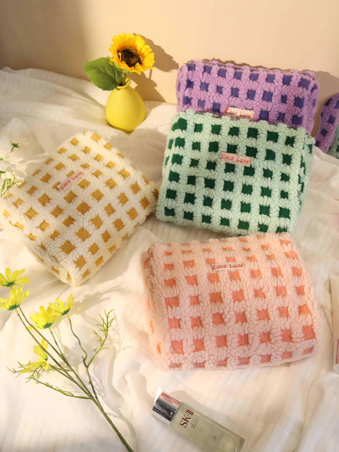 Waffle Lamb Plush Makeup Bag