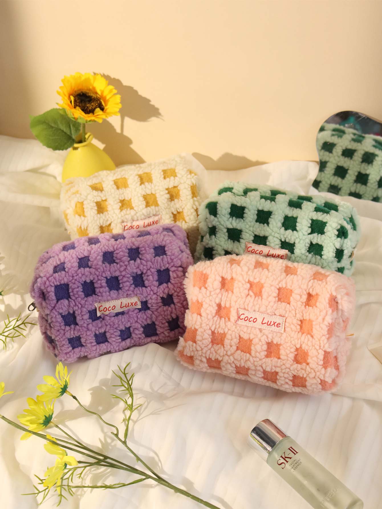 Waffle Lamb Plush Makeup Bag