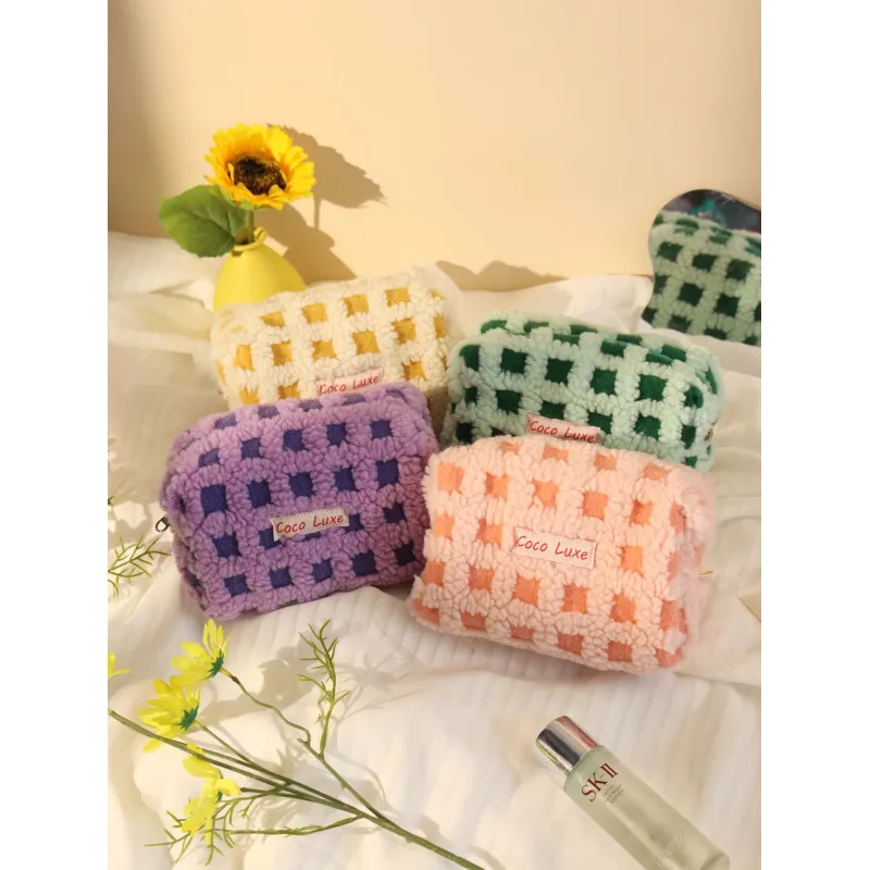 Waffle Lamb Plush Makeup Bag