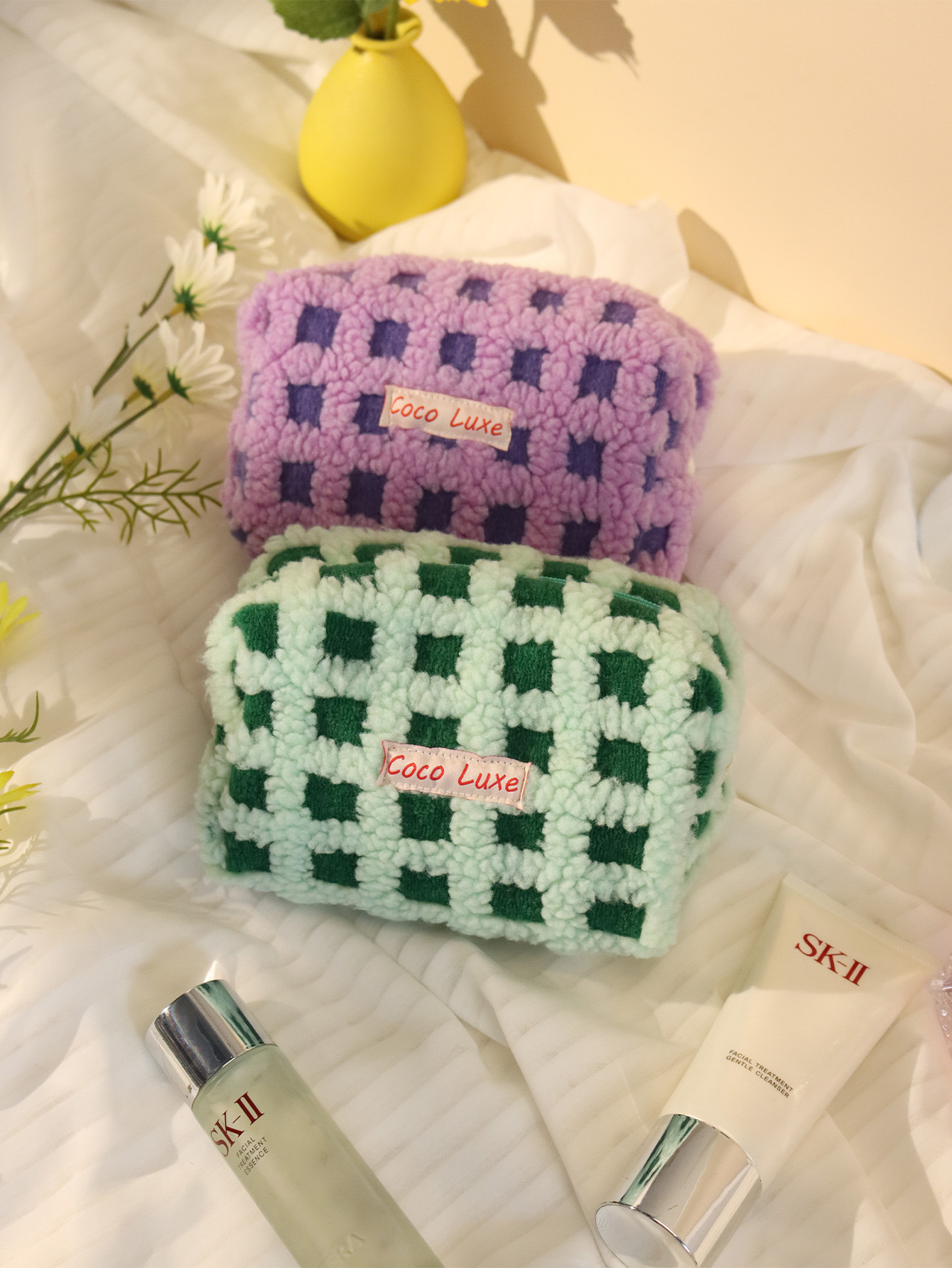 Waffle Lamb Plush Makeup Bag