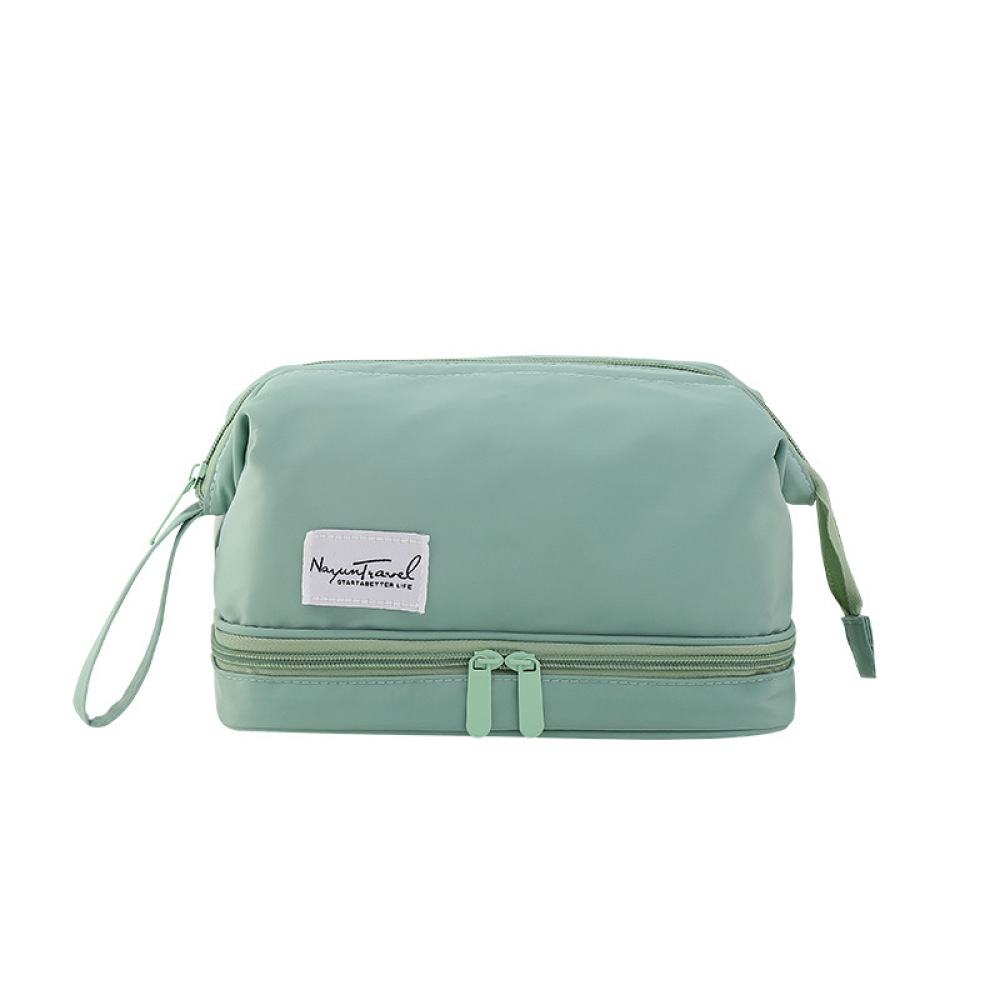 Double layered portable makeup bag with large capacity