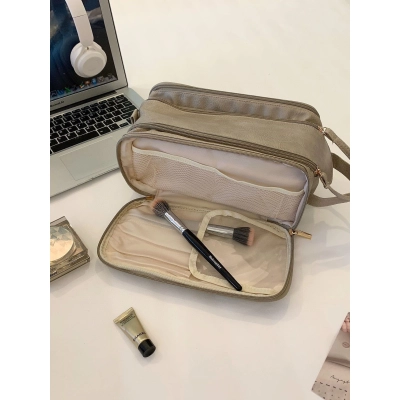 Double zipper PU leather makeup bag 02