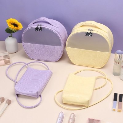 Half round PU waterproof cosmetic storage bag 01