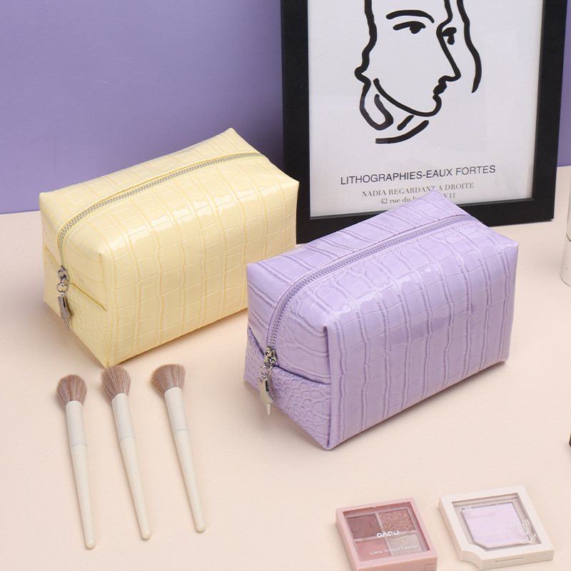 Half round PU waterproof cosmetic storage bag