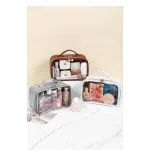 PU semi transparent makeup bag, three-dimensional and non collapsing