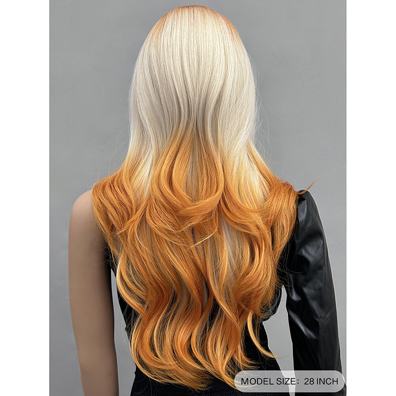 Full head gradient long roll layered fluffy natural micro roll wig