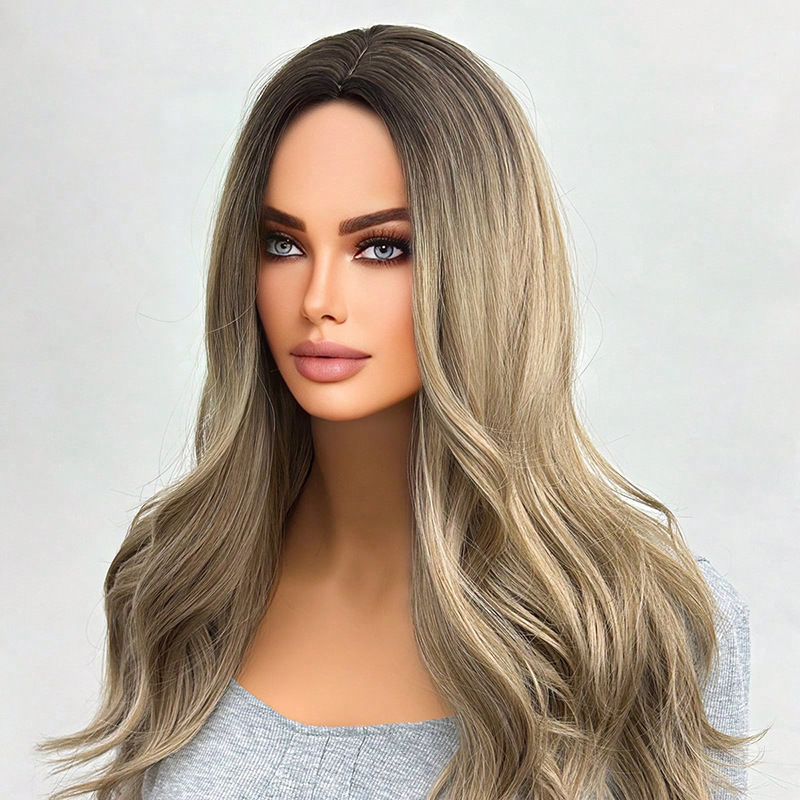 Full head gradient long roll layered fluffy natural micro roll wig